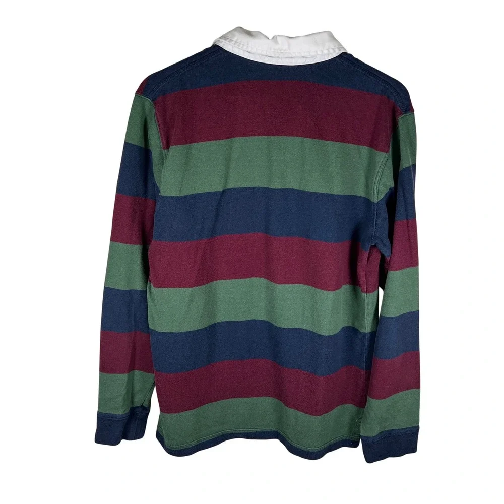 Vtg Old Navy Mens Rugby Shirt Long Sleeve Striped‎ Collar Button Up Size M